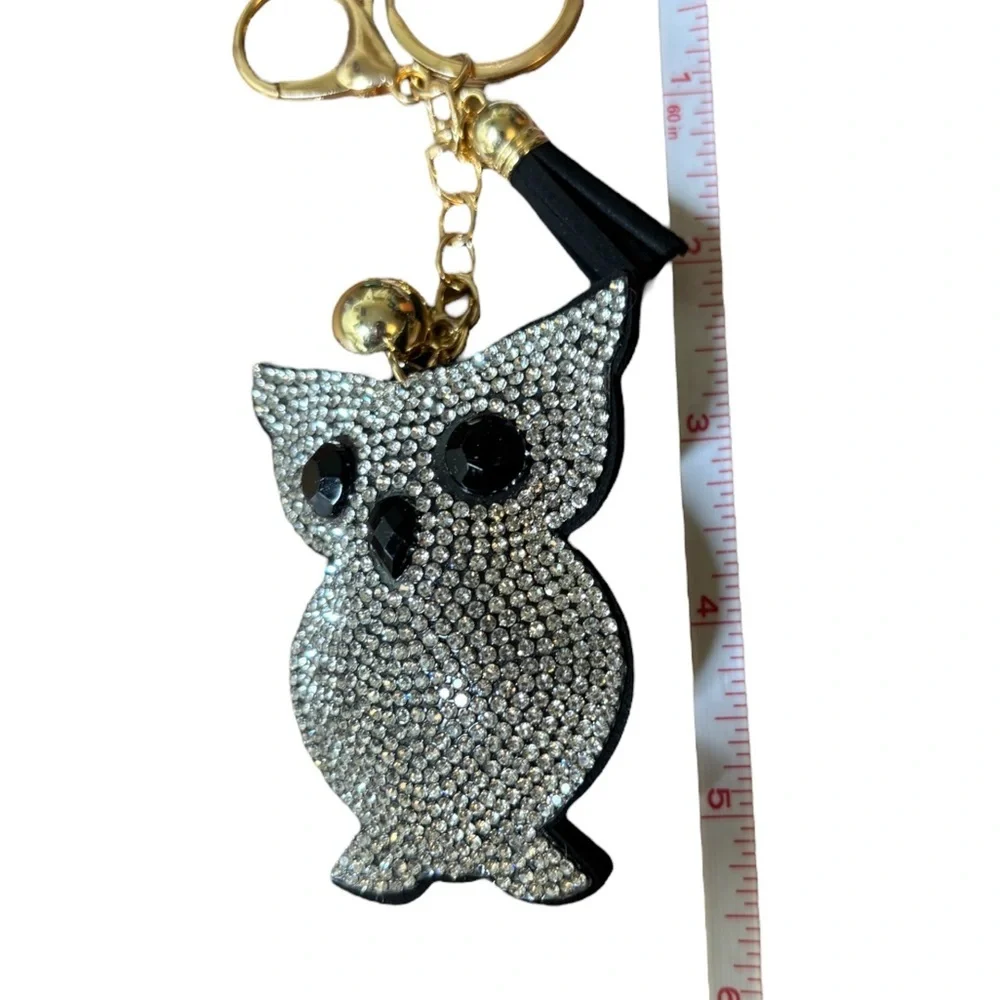 Fashion Jewelry Sparkling Silver and Black Owl Key Holder